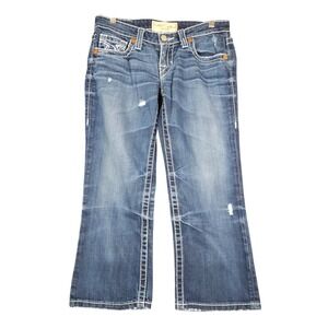 Big Star Liv Bootcut Jeans Womens 28 Medium Wash Contrast Distressed Low Rise